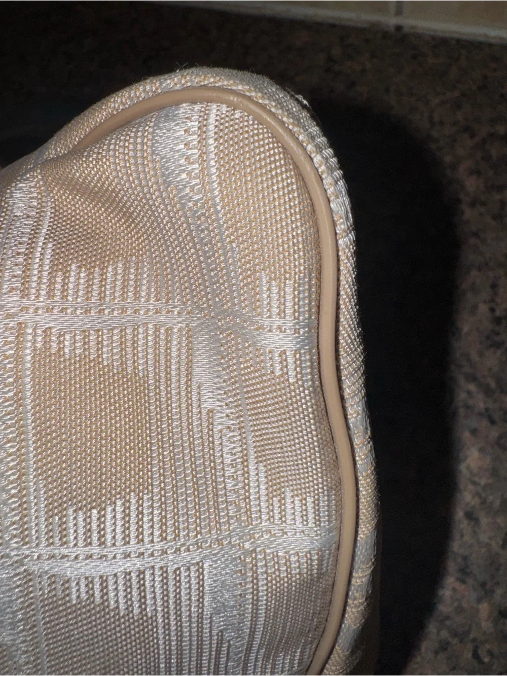 CHANEL authentic cream Patterned Tote with Leather Straps